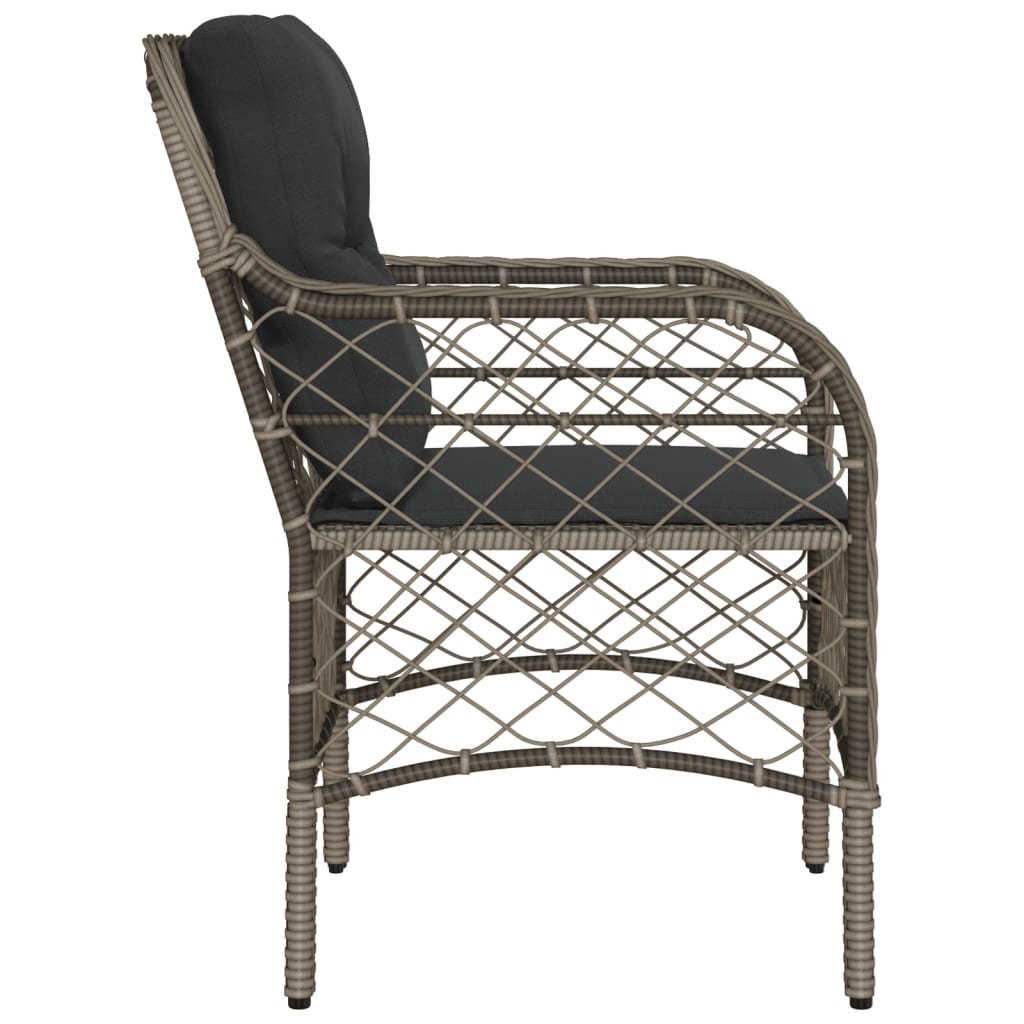 havestole med hynder 2 stk. polyrattan grå