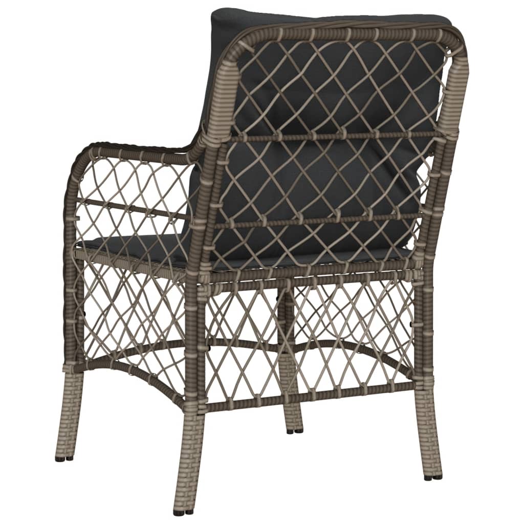 havestole med hynder 2 stk. polyrattan grå