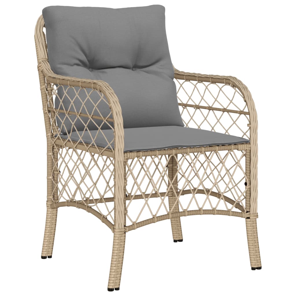 havestole med hynder 2 stk. polyrattan blandet beige