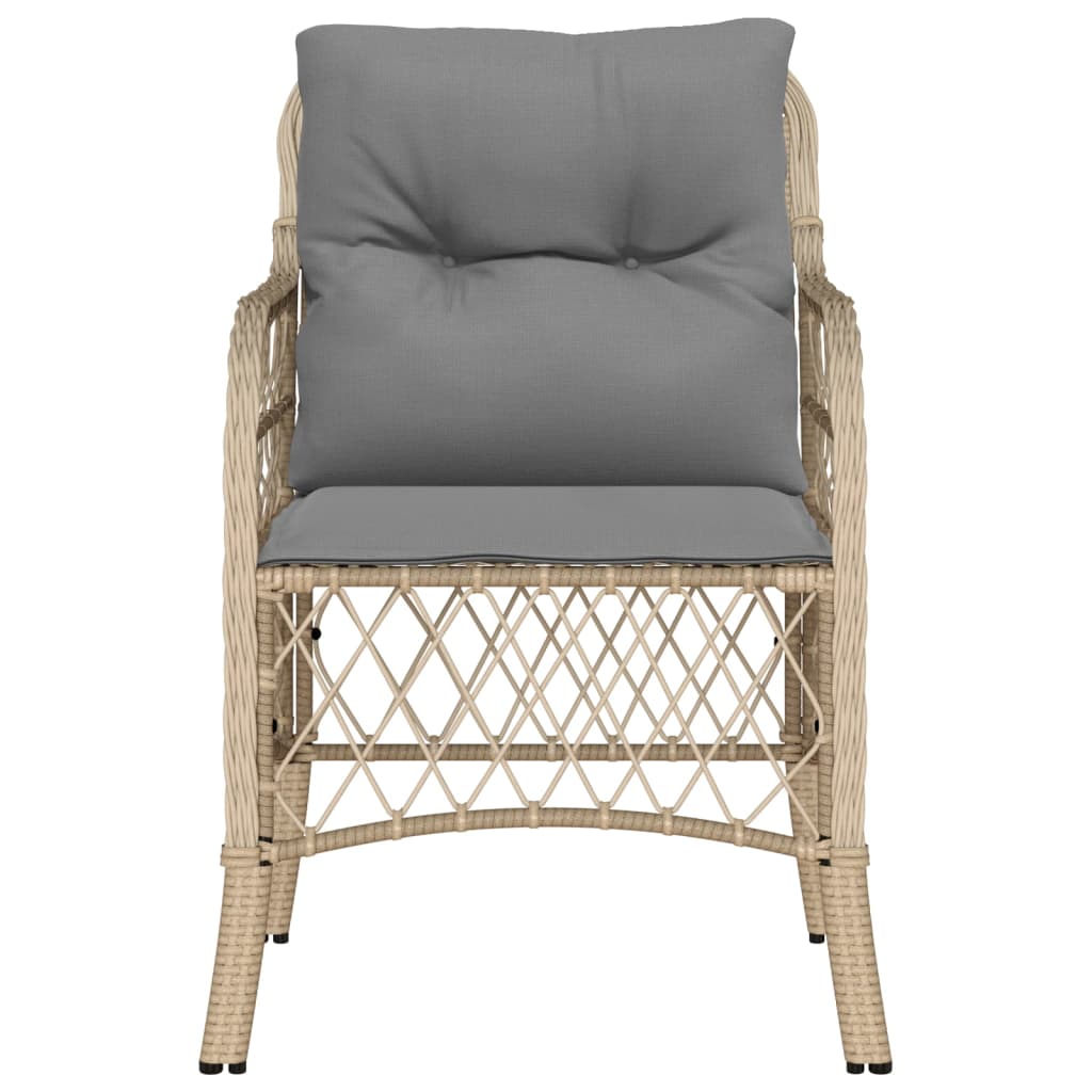 havestole med hynder 2 stk. polyrattan blandet beige
