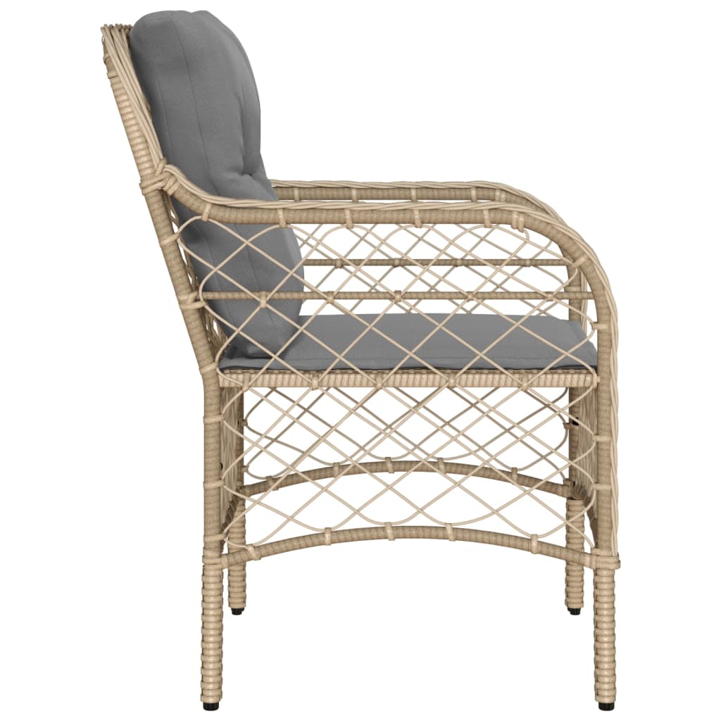 havestole med hynder 2 stk. polyrattan blandet beige