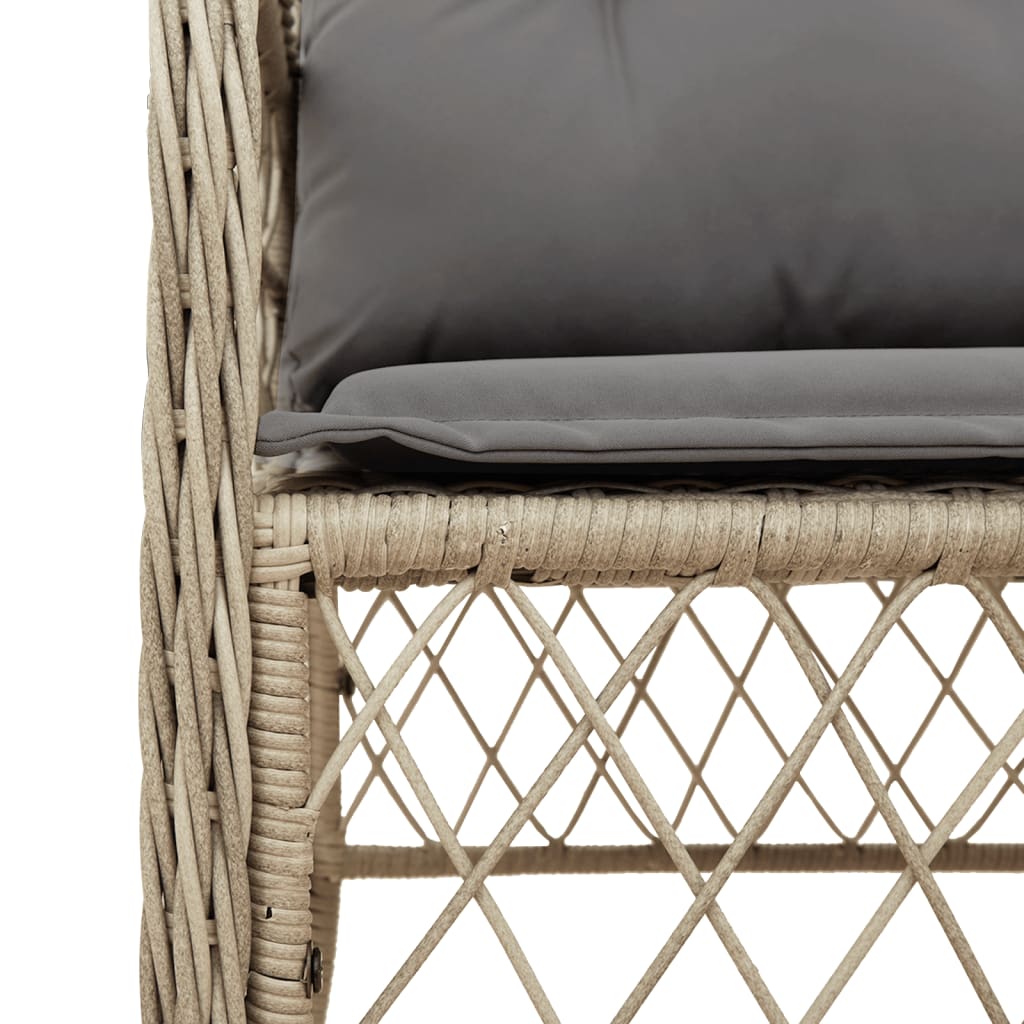 havestole med hynder 2 stk. polyrattan blandet beige