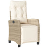 havestole 2 stk. med lænefunktion og fodstøtte polyrattan beige