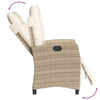havestole 2 stk. med lænefunktion og fodstøtte polyrattan beige
