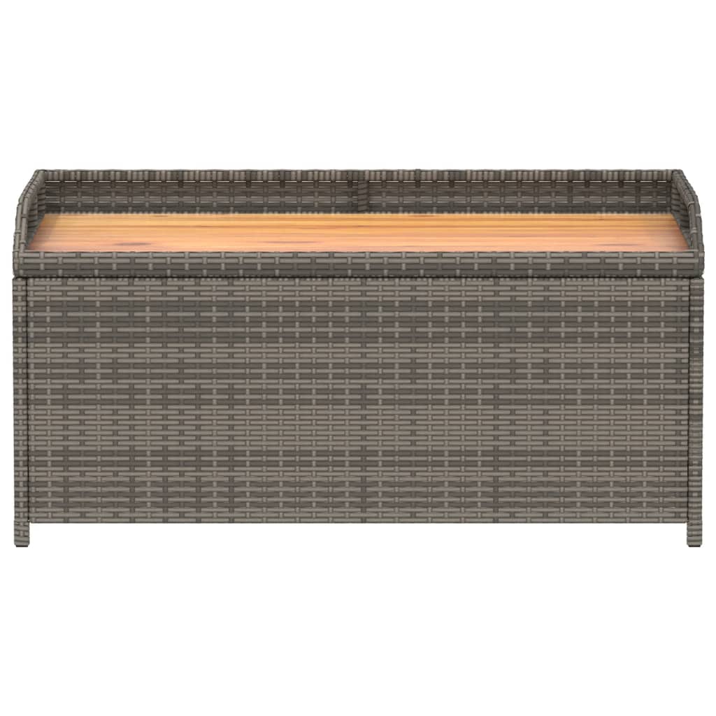 opbevaringsbænk 100x50x52 cm polyrattan og akacietræ grå