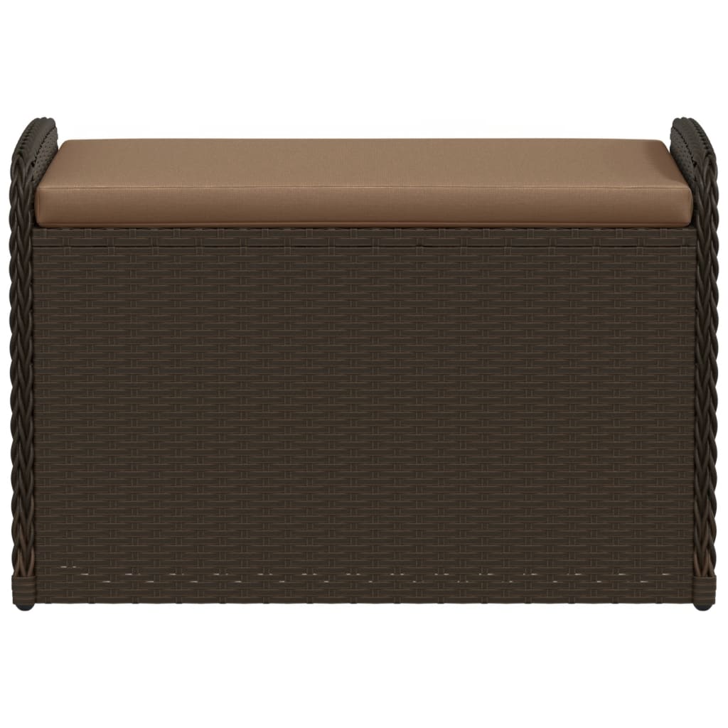 opbevaringsbænk med hynde 80x51x52 cm polyrattan brun