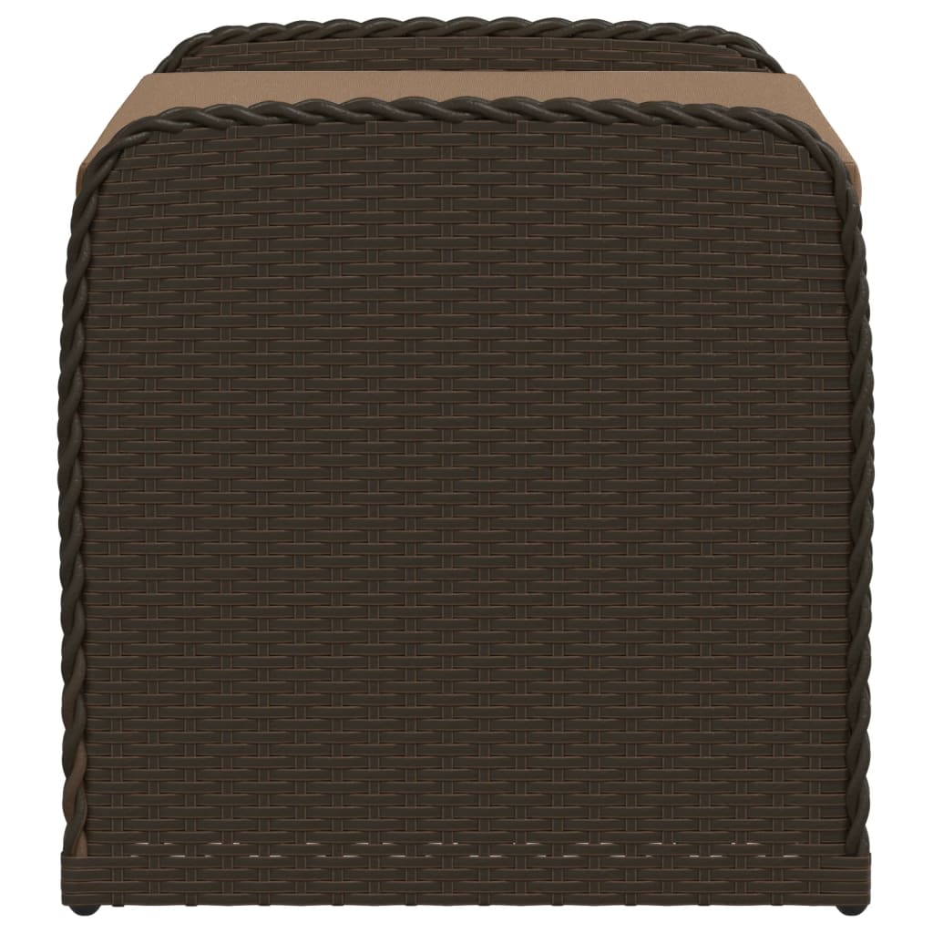opbevaringsbænk med hynde 80x51x52 cm polyrattan brun