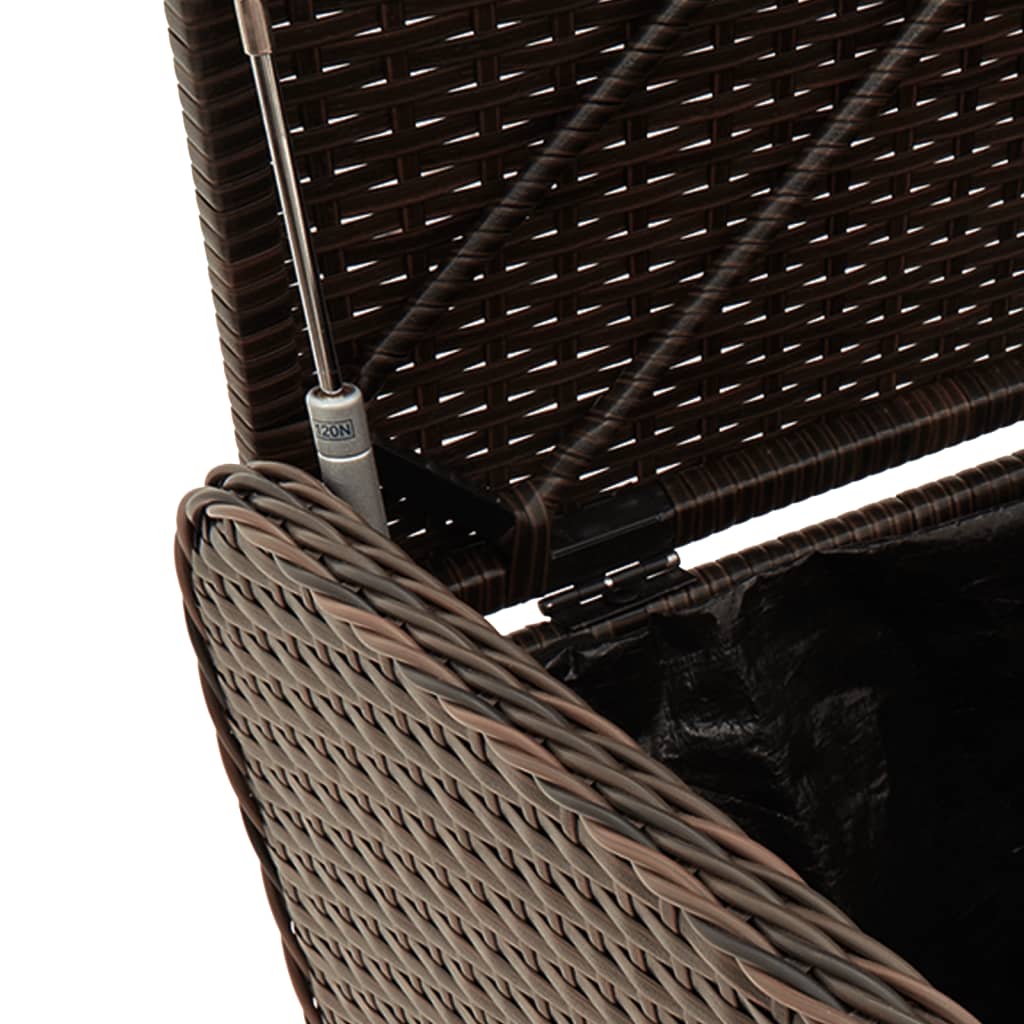 opbevaringsbænk med hynde 80x51x52 cm polyrattan brun