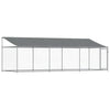 hundegård med tag og låge 6x2x2 m galvaniseret stål grå