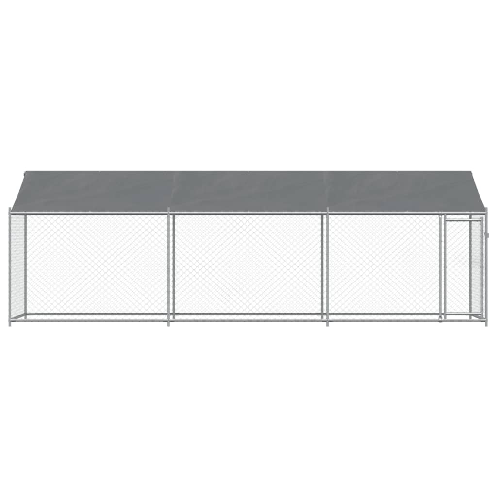 hundegård med tag og låge 6x2x2 m galvaniseret stål grå