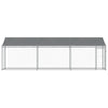 hundegård med tag og låge 6x2x2 m galvaniseret stål grå