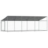 hundegård med tag og låge 6x2x2 m galvaniseret stål grå