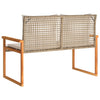havebænk med hynde polyrattan og akacietræ beige