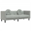 sofasæt 3 dele med puder velour lysegrå