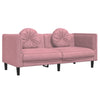 sofasæt 2 dele med puder velour lyserød