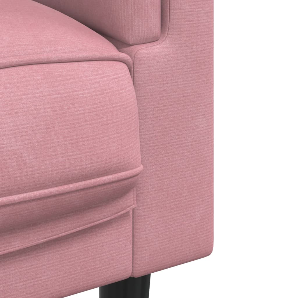 sofasæt 2 dele med puder velour lyserød