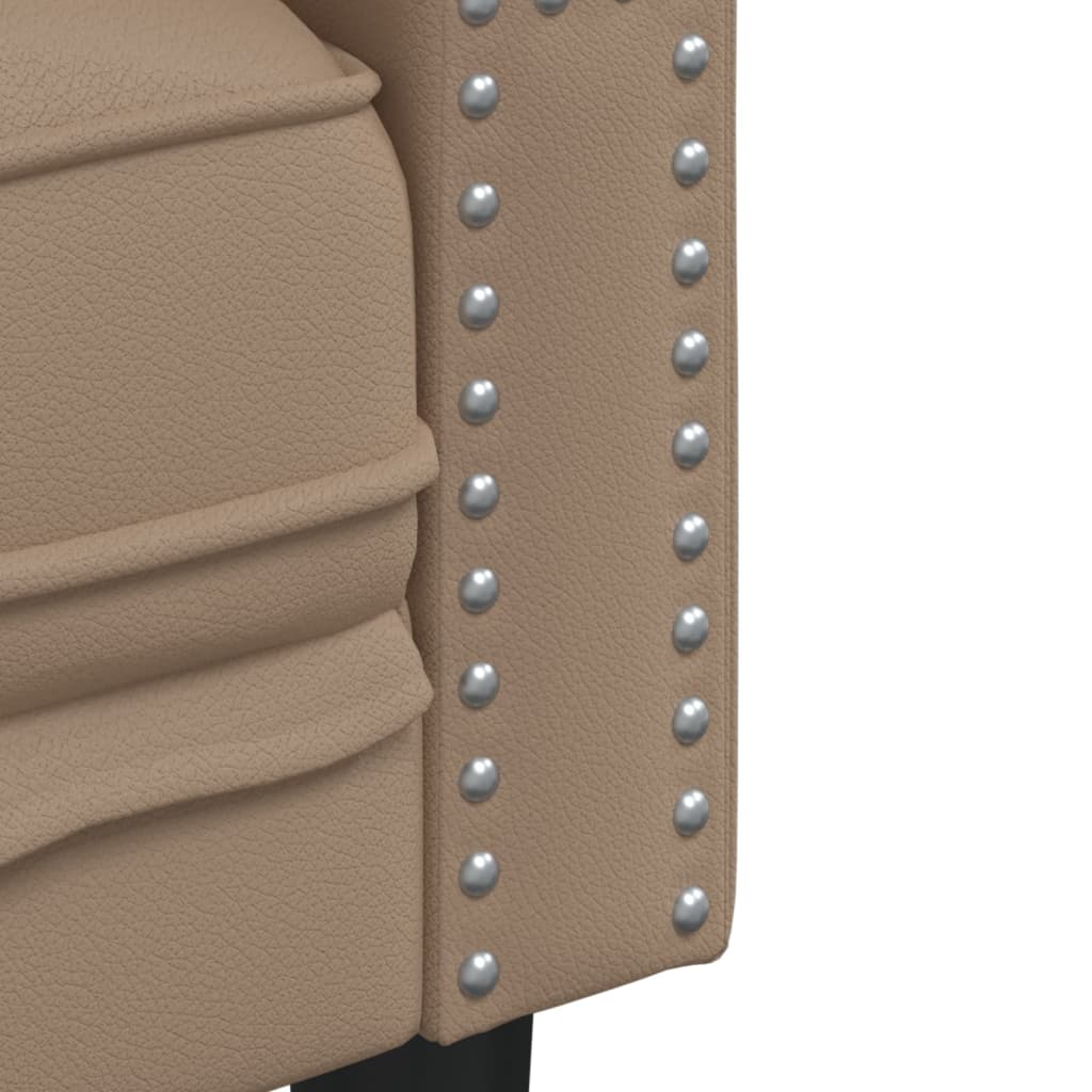 2-personers Chesterfield-sofastol kunstlæder cappuccinofarvet