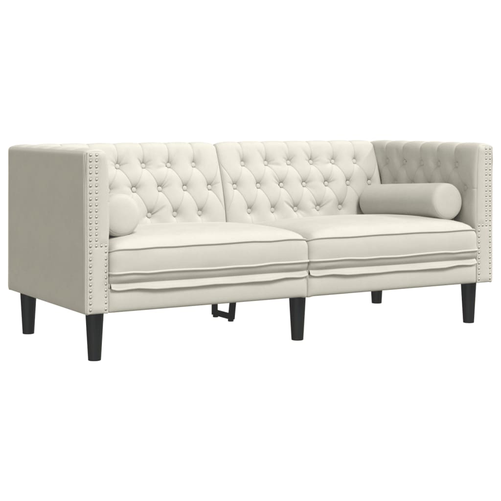 3-personers Chesterfield-sofasæt med puder fløjl cremefarvet