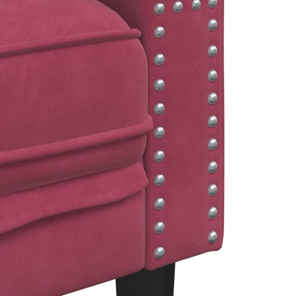 2-personers Chesterfield-sofasæt med puder fløjl vinrød