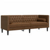2-personers Chesterfield-sofasæt m. puder imiteret ruskind brun