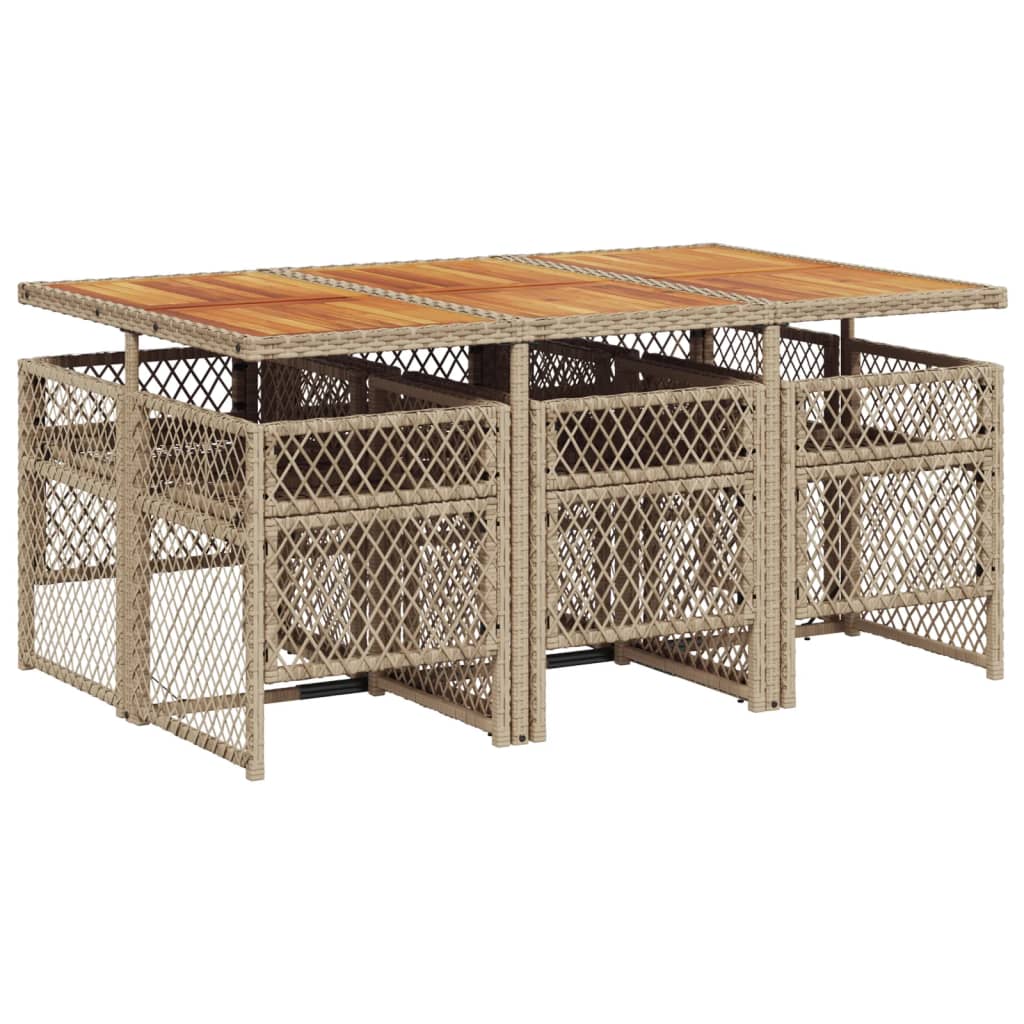spisebordssæt til haven 7 dele med hynder polyrattan beige