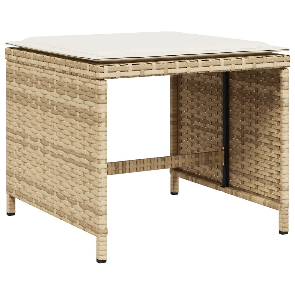 spisebordssæt til haven 11 dele med hynder polyrattan beige