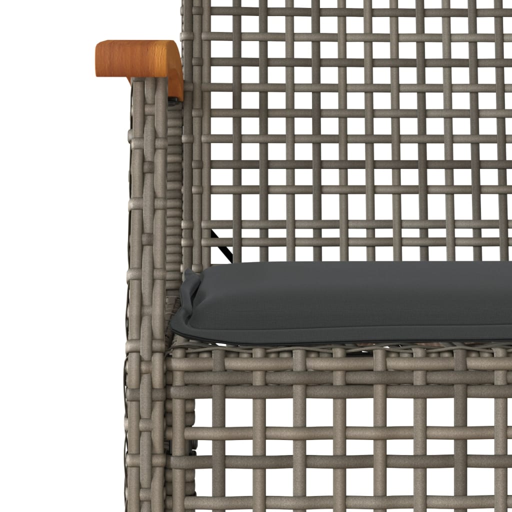 havestole 4 stk. med hynder polyrattan og akacietræ grå