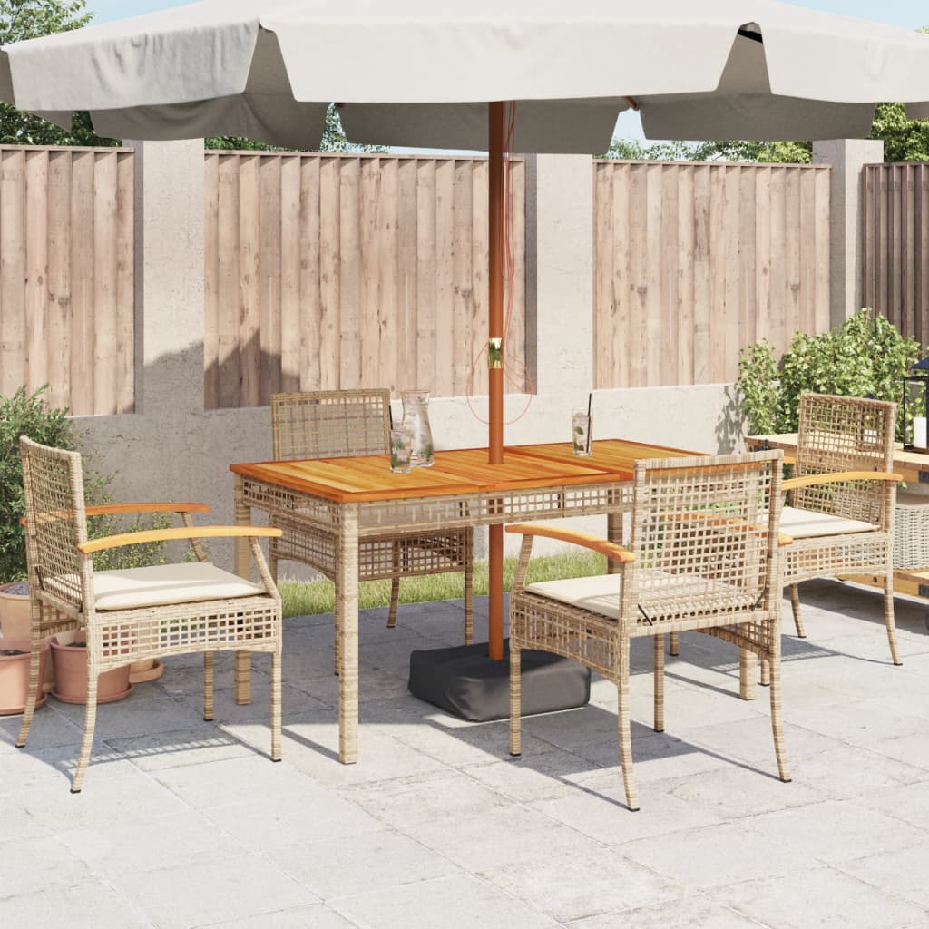 havestole 4 stk. med hynder polyrattan og akacietræ beige