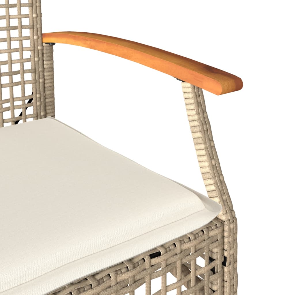 havestole 4 stk. med hynder polyrattan og akacietræ beige