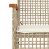havestole 4 stk. med hynder polyrattan og akacietræ beige