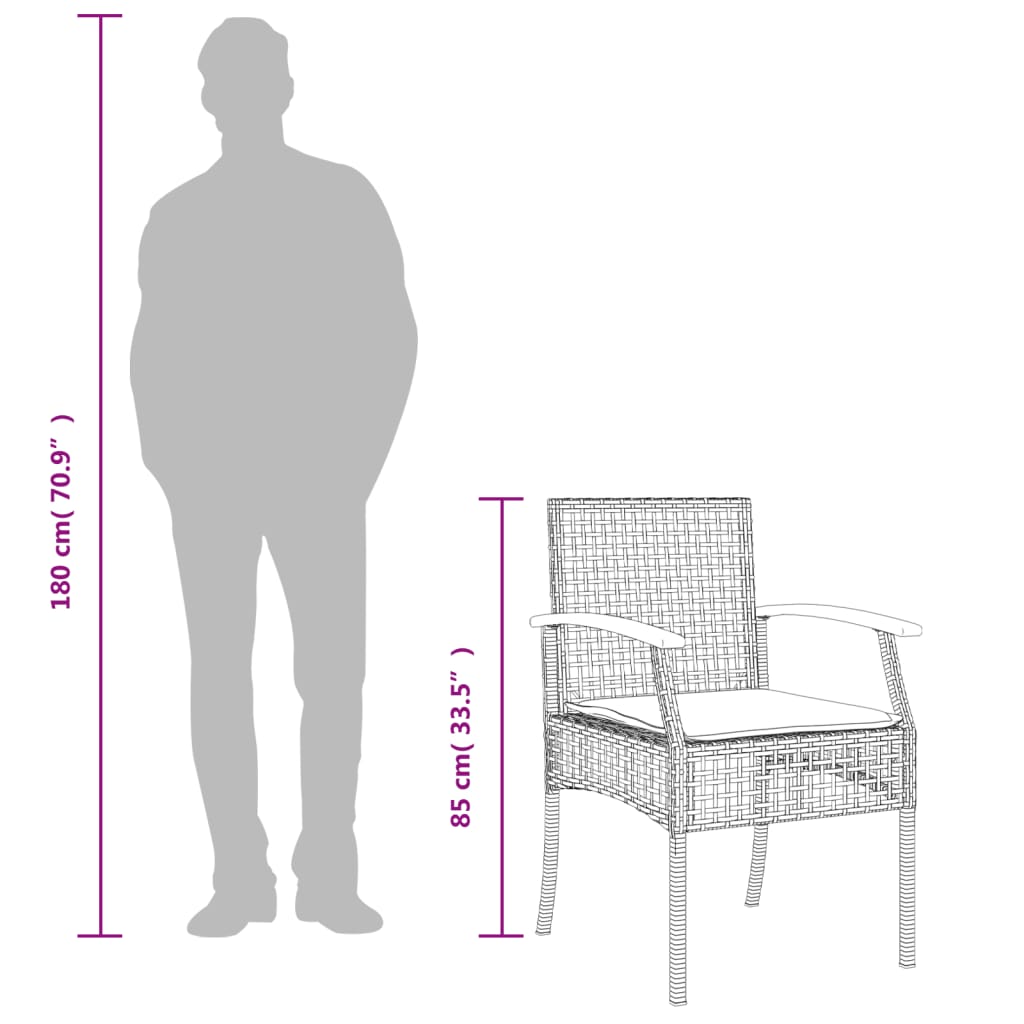 havestole 4 stk. med hynder polyrattan og akacietræ beige