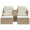 2-personers havesofa med skamler polyrattan beige