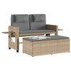 havebænk med hynder og lænefunktion polyrattan beige