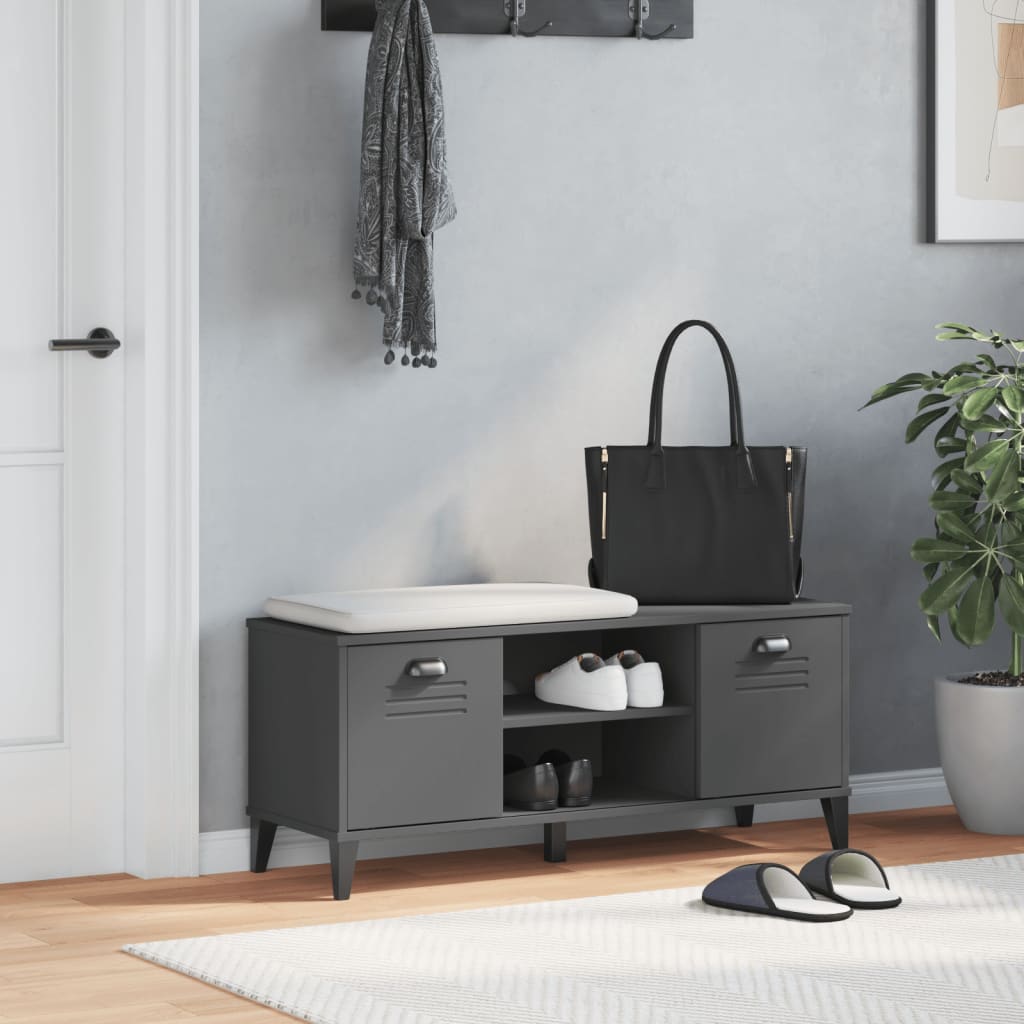 skobænk VIKEN 106x35x45 cm konstrueret træ antracitgrå