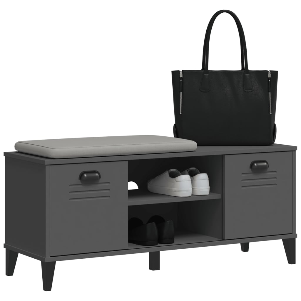 skobænk VIKEN 106x35x45 cm konstrueret træ antracitgrå