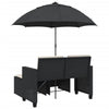 2-personers havesofa med parasol og skamler polyrattan sort