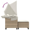 2-personers havesofa med baldakin og skamler polyrattan beige