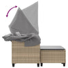 2-personers havesofa med baldakin og skamler polyrattan beige