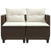 2-personers havesofa med skamler polyrattan brun