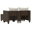 2-personers havesofa med skamler polyrattan brun