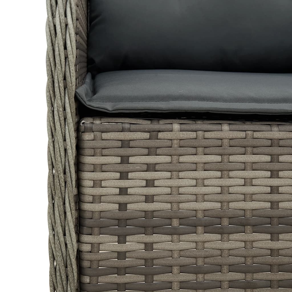 spisebordssæt til haven 5 dele med hynder polyrattan grå