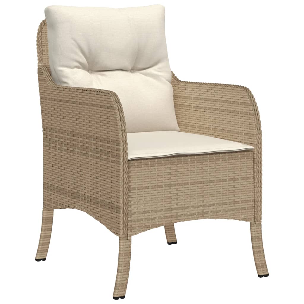 spisebordssæt til haven 5 dele med hynder polyrattan beige
