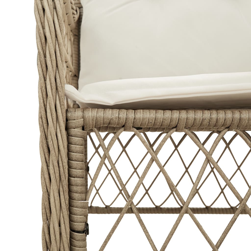 spisebordssæt til haven 5 dele med hynder polyrattan beige