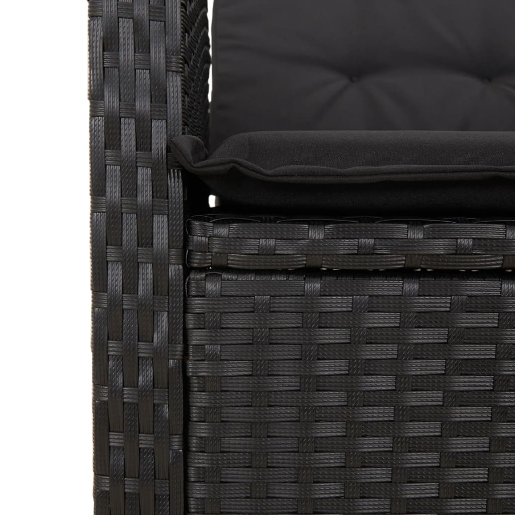spisebordssæt til haven 7 dele med hynder polyrattan sort