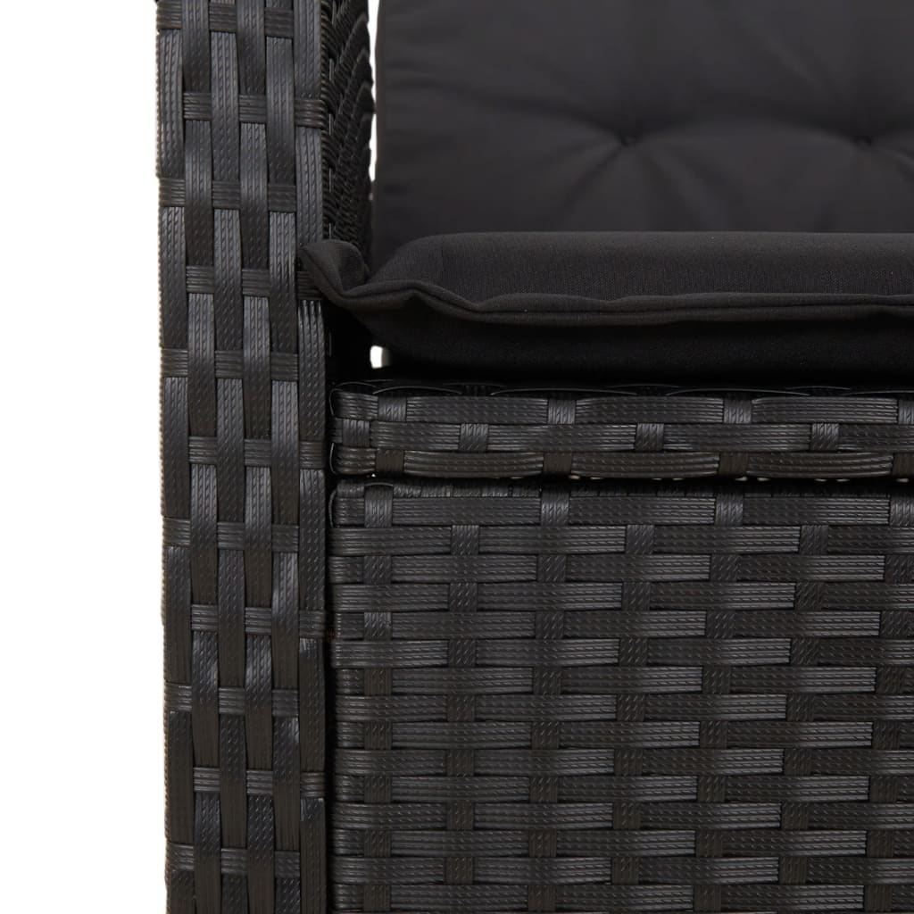 spisebordssæt til haven 7 dele med hynder polyrattan sort