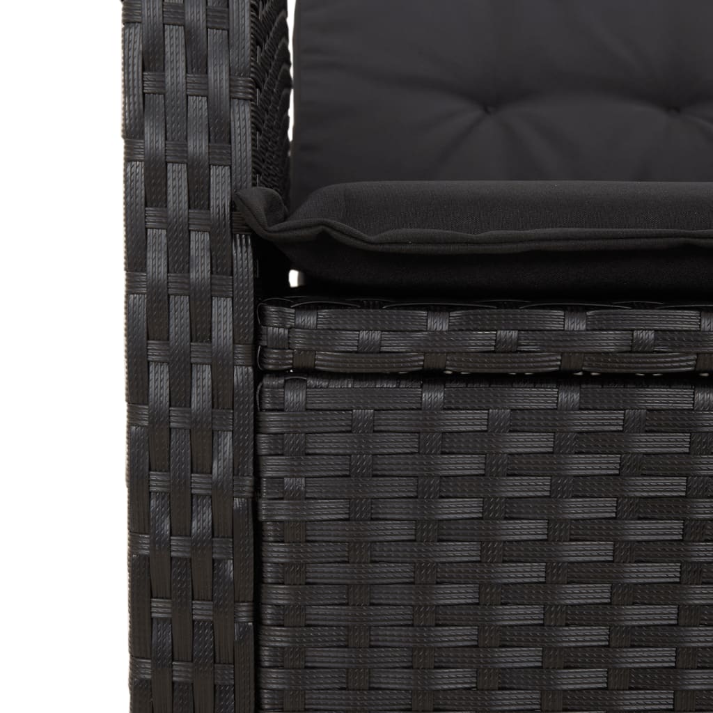 spisebordssæt til haven 7 dele med hynder polyrattan sort