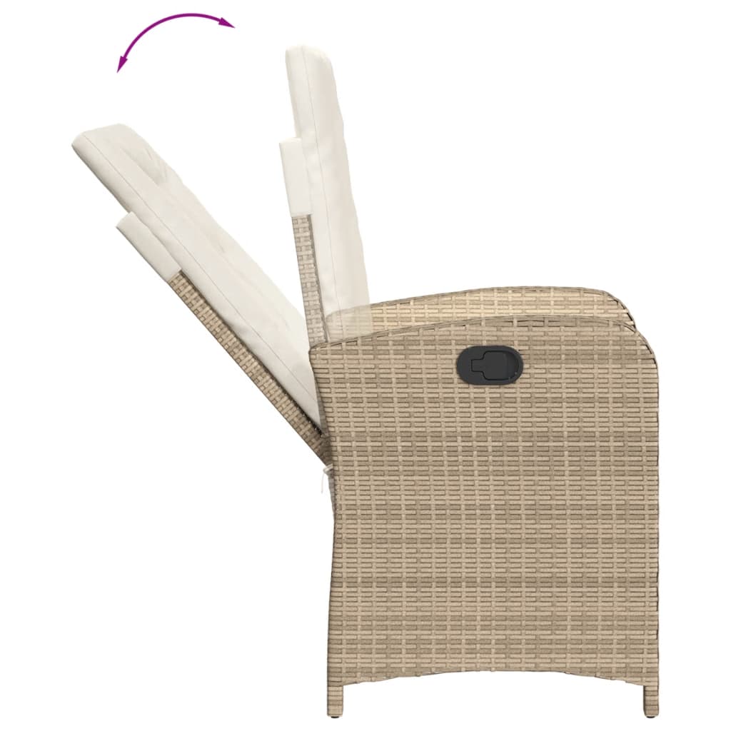 spisebordssæt til haven 5 dele med hynder polyrattan beige