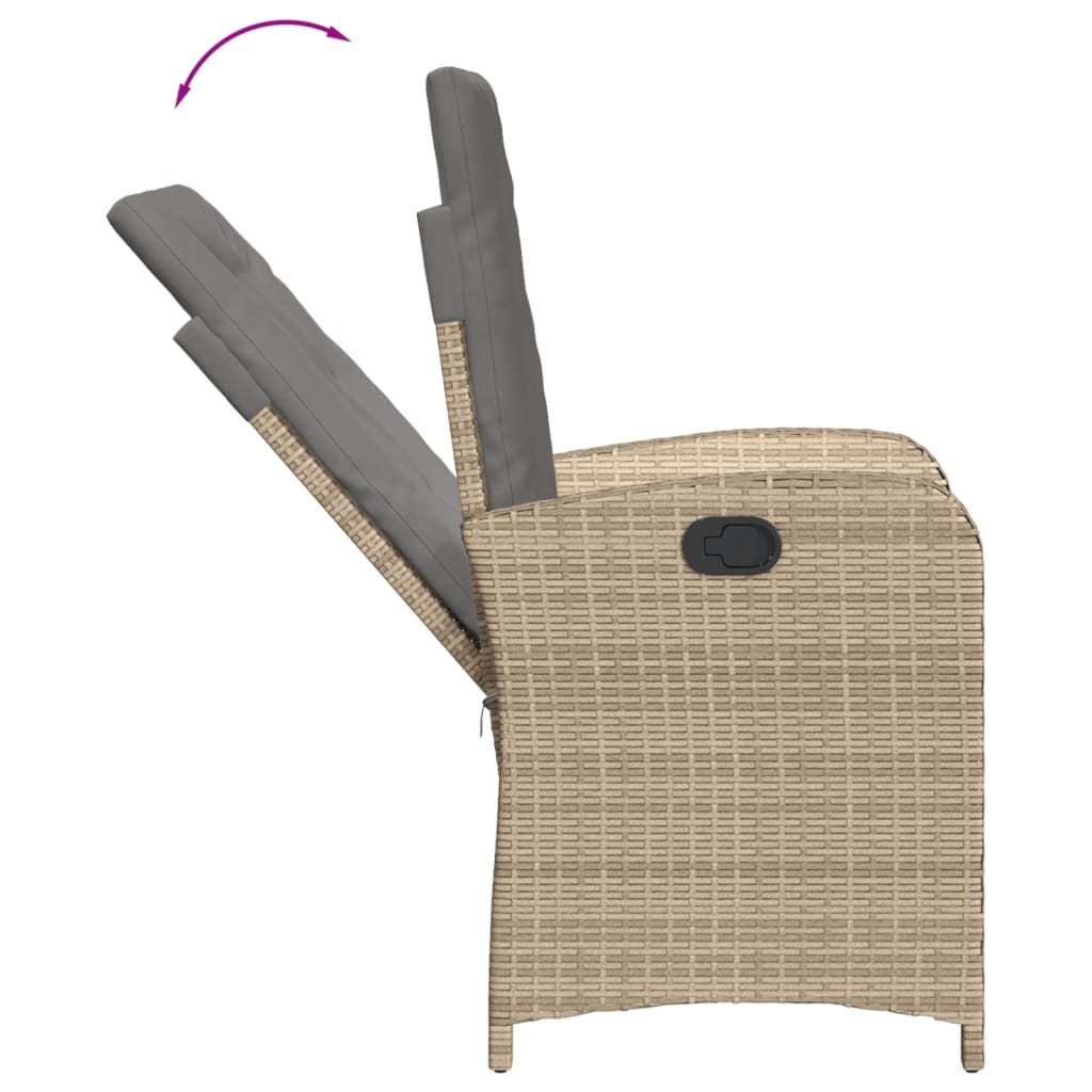 spisebordssæt til haven 5 dele med hynder polyrattan beige