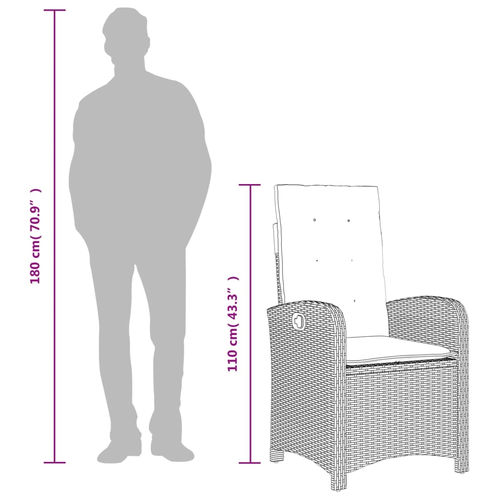spisebordssæt til haven 5 dele med hynder polyrattan beige