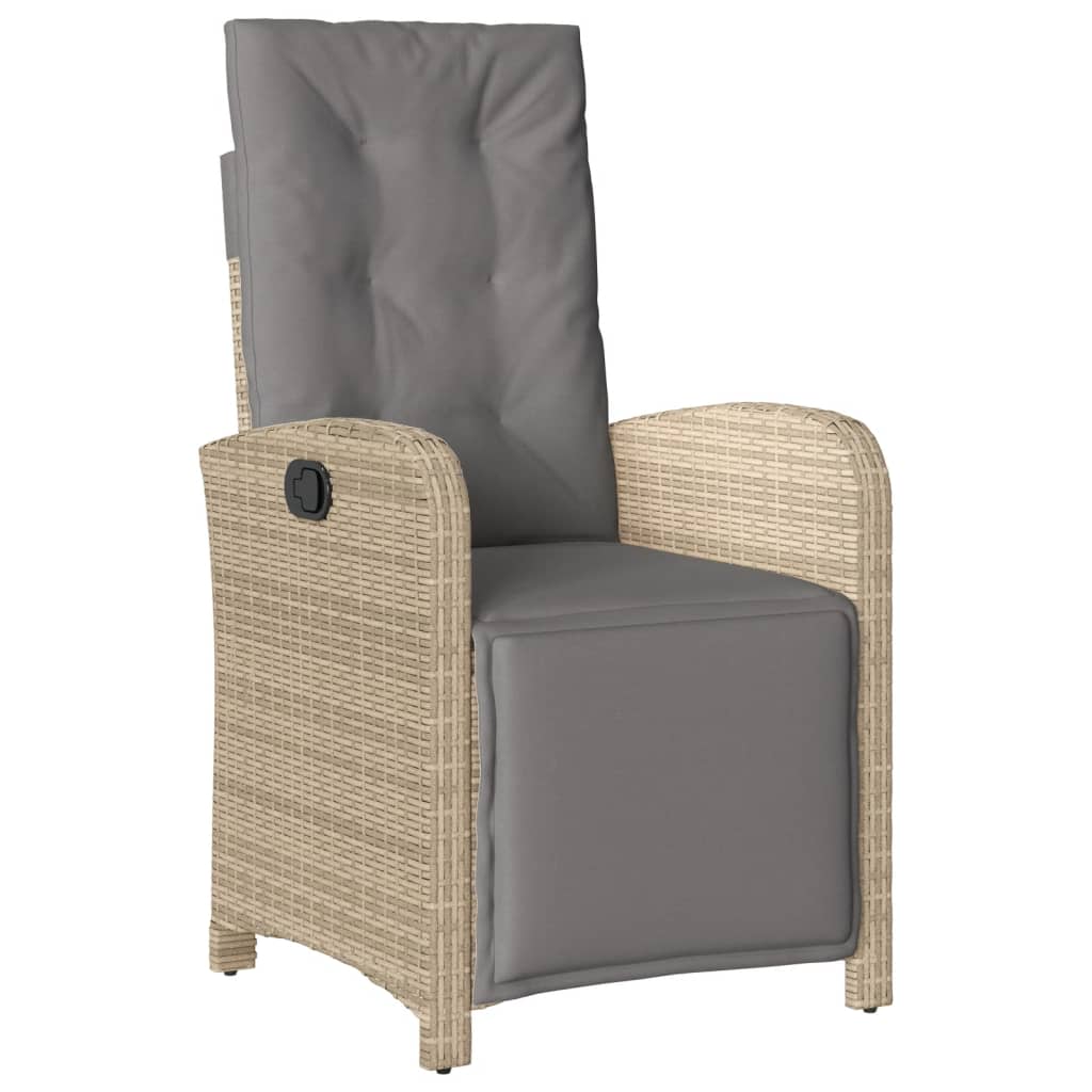 spisebordssæt til haven 7 dele med hynder polyrattan beige